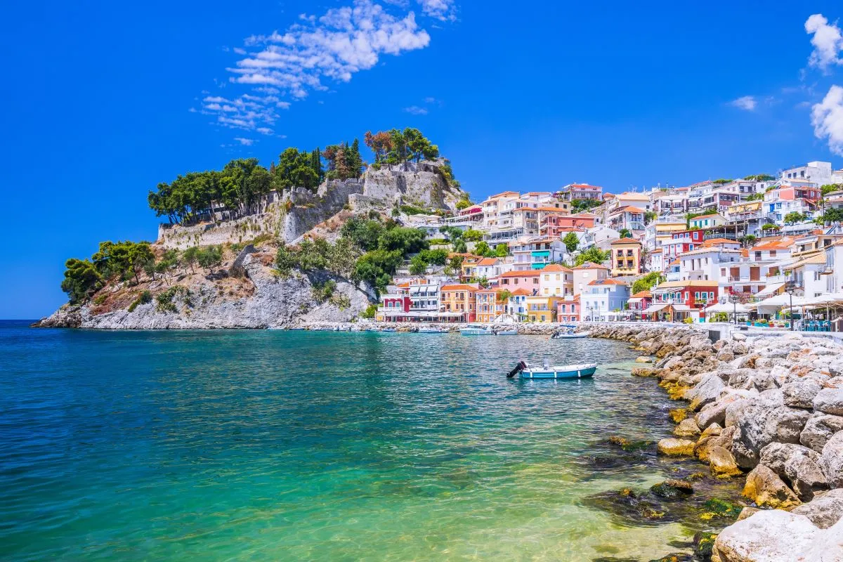 A view of the coastal town of Parga in Greece